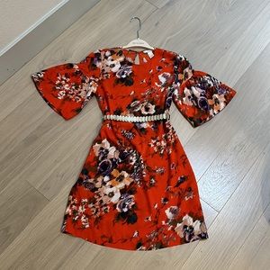 Summer floral H&M Printed short dress with short  billowy sleeves
